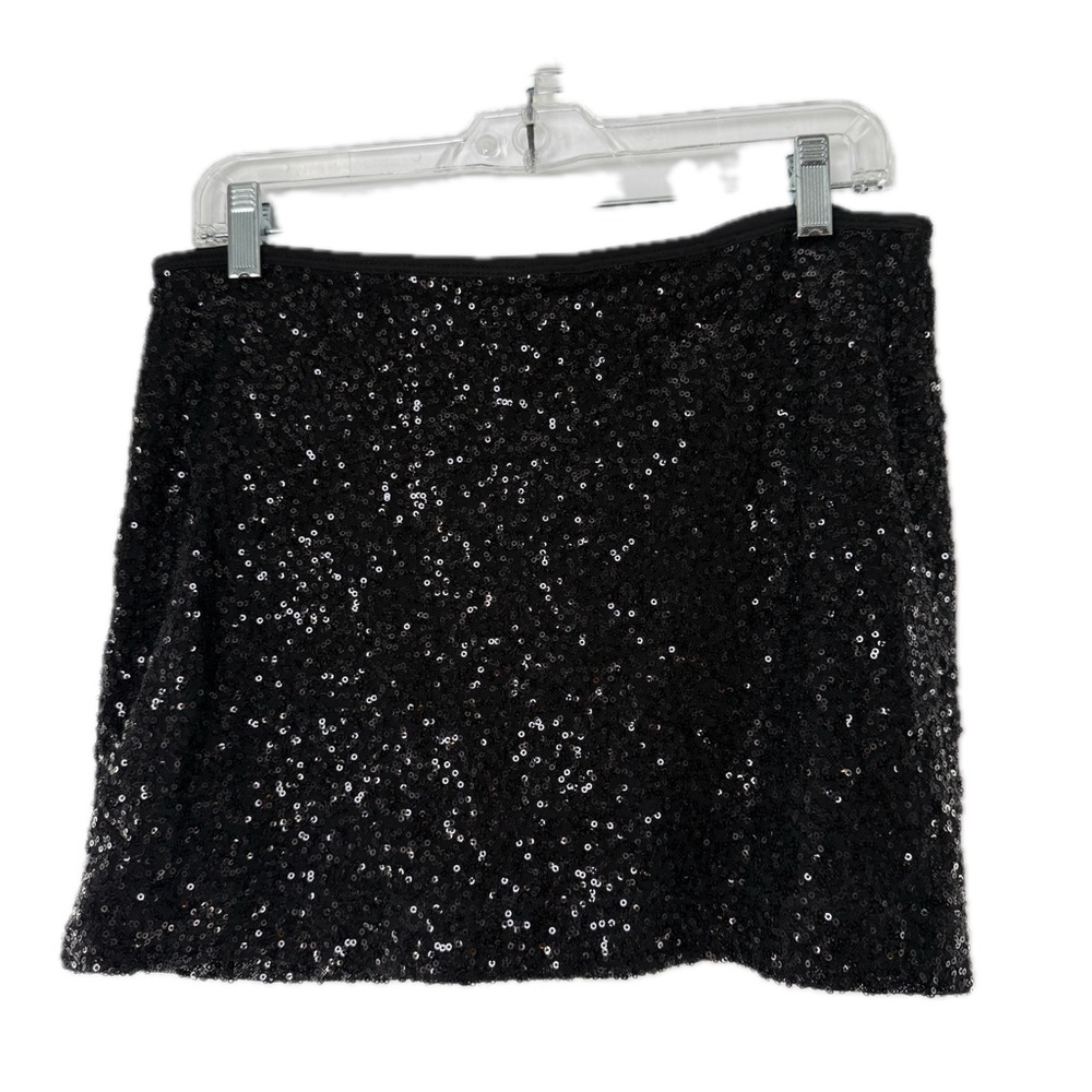 Express Black Micro-Sequin Pull-On Mini Skirt Spa… - image 8